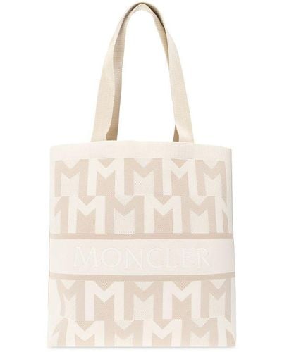Moncler Shopper Bag With Logo - Natural