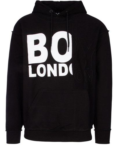 BOY London Logo Printed Drawstring Hoodie - Black