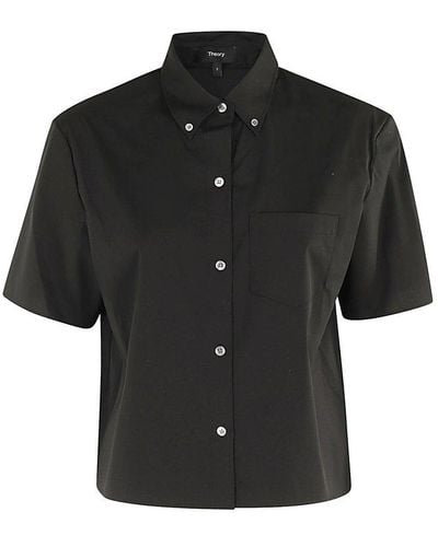 Theory Cropped Short-sleeved Shirt - Black