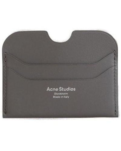 Acne Studios Logo Printed Cut-out Detailed Cardholder - Gray