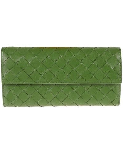 Bottega Veneta Woven Fold-over Chained Shoulder Bag - Green