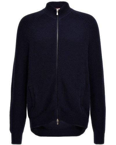 Brunello Cucinelli Knit Cardigan Sweater, Cardigans - Blue