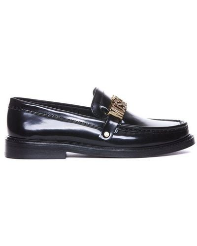 Moschino Logo Lettering Slip-on Loafers - Black
