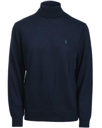 Polo Ralph Lauren Logo Embroidered Turtleneck Sweater - Blue