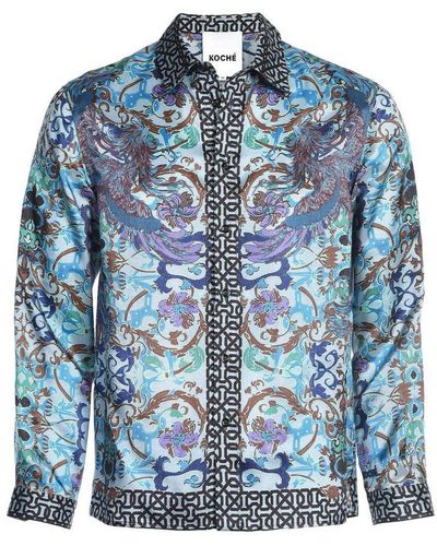 Koche Phoenix Printed Long-sleeved Shirt - Blue