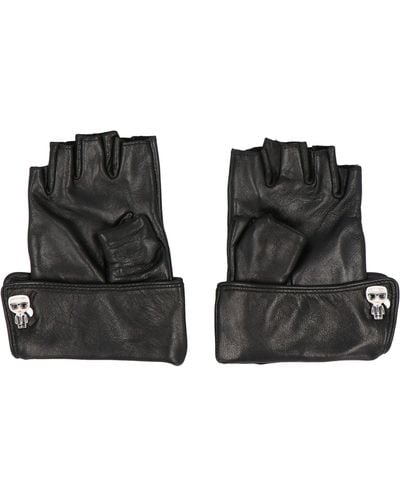 Karl Lagerfeld K/ikonik Leather Gloves - Black