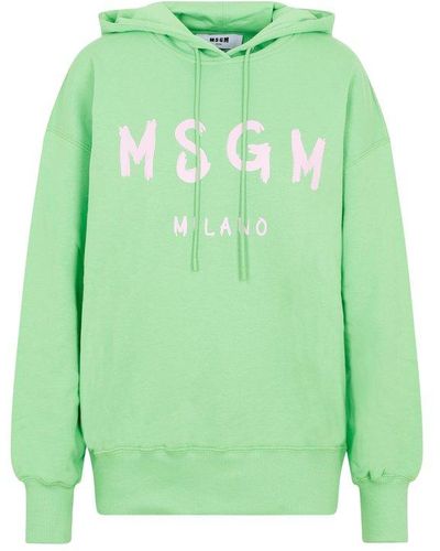MSGM Cotton Hoodie Sweatshirt - Green