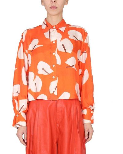Alysi Long Sleeved Buttoned Shirt - Orange