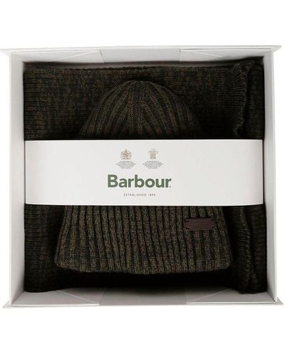 Barbour Knitted Scarf & Beanie Set - Black