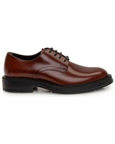 Tod's Almond Toe Lace-up Oxford Shoes - Brown