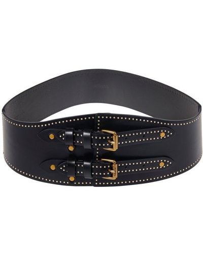 Isabel Marant Stud-embellished Double Buckle Belt - Black
