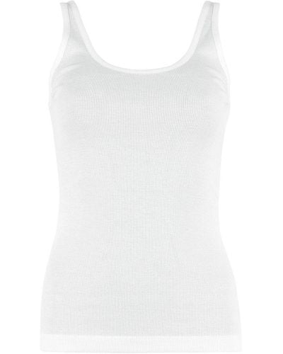 Vince Ribbed Sleeveless Tank Top - White