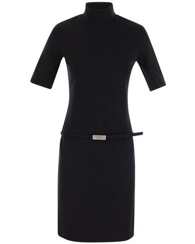 Sportmax High Neck Short-sleeved Dress - Black