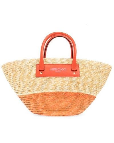 Jimmy Choo ‘Beach Basket Small’ Shopper Bag - Orange