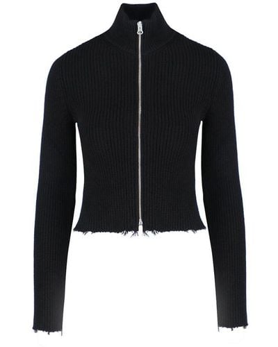 MM6 by Maison Martin Margiela Ribbed-knit Zipped Cardigan - Black