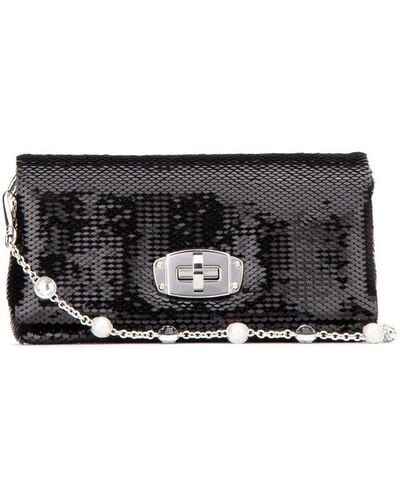 Miu Miu Sequin-embellished Chain-linked Shoulder Bag - Black