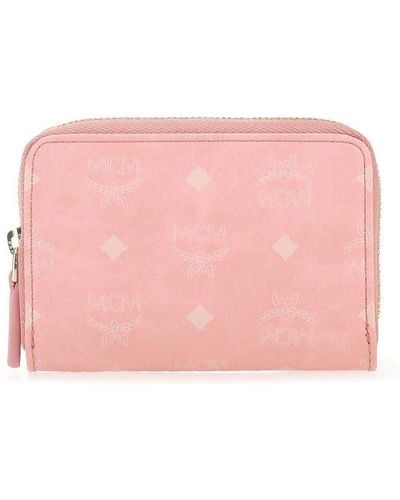MCM Printed Canvas Coin Purse - Pink
