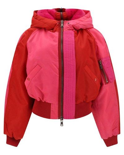 ANDERSSON BELL Kamila Colour-block Hooded Bomber Jacket - Red