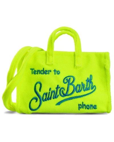 Mc2 Saint Barth Logo Embroidered Top Handle Bag - Yellow