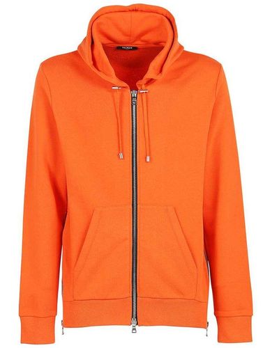 Balmain Cotton Full-zip Sweatshirt - Orange