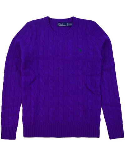 Polo Ralph Lauren Polo Pony Crewneck Long-sleeved Sweater - Purple