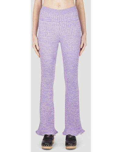 Rabanne Ribbed Knit Trousers - Purple