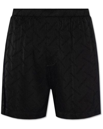 Balenciaga Satin Shorts With Logo, - Black