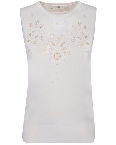 Ermanno Scervino Sleeveless Broderie Anglaise Tank Top - White