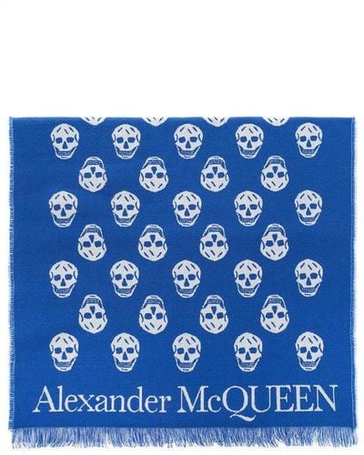 Alexander McQueen Wool Scarf - Blue