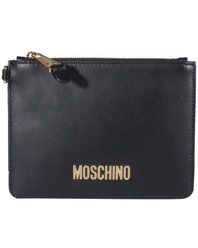 Moschino Black Leather Clutch