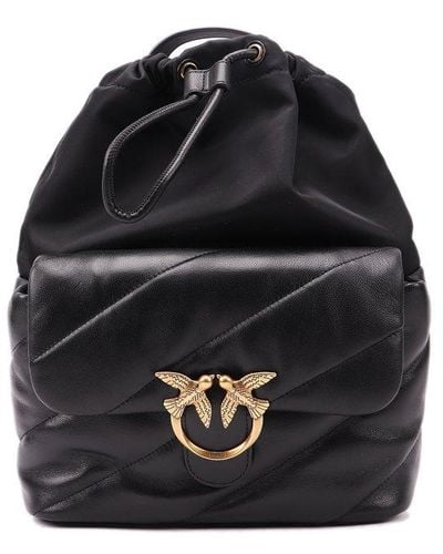 Pinko Logo Plaque Quilted Backpack - Black