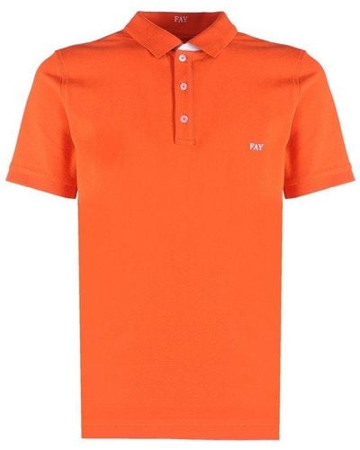 Fay Logo-embroidered Short-sleeved Polo Shirt - Orange