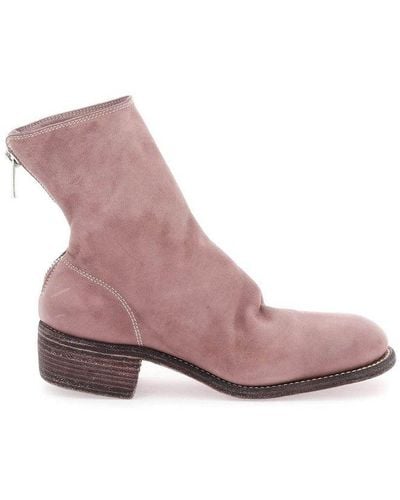 Guidi 796 Back Zipped Ankle Boots - Pink