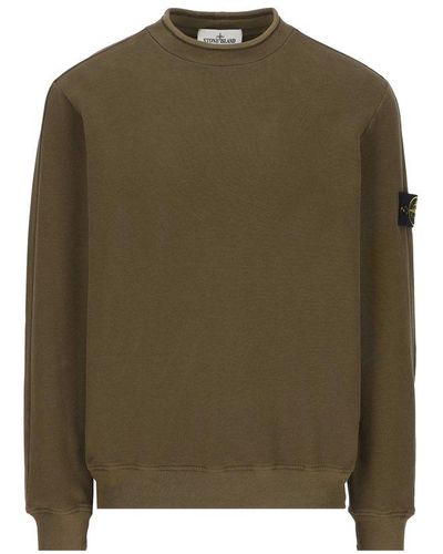 Stone Island Logo Patch Crewneck Sweatshirt - Green