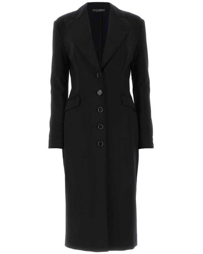Dolce & Gabbana Single-breasted Long Sleeved Trench Coat - Black