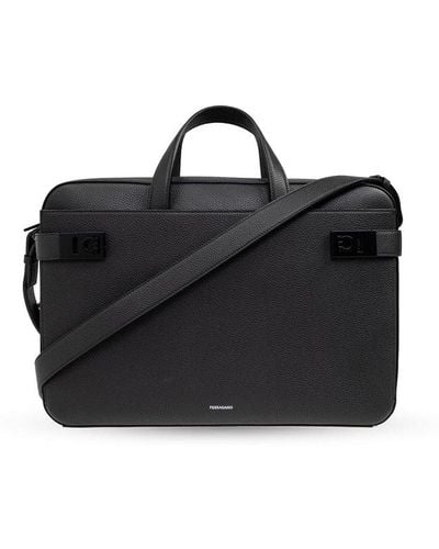 Ferragamo Gancini-buckle Zipped Briefcase - Black