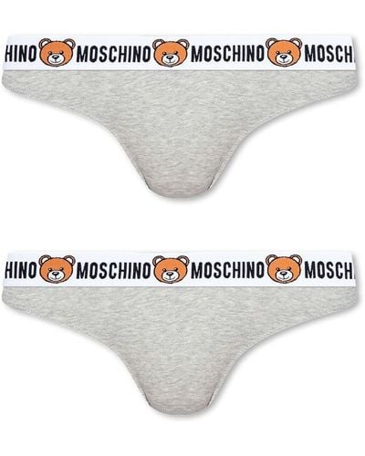 Moschino Branded Thong 2-Pack - Gray