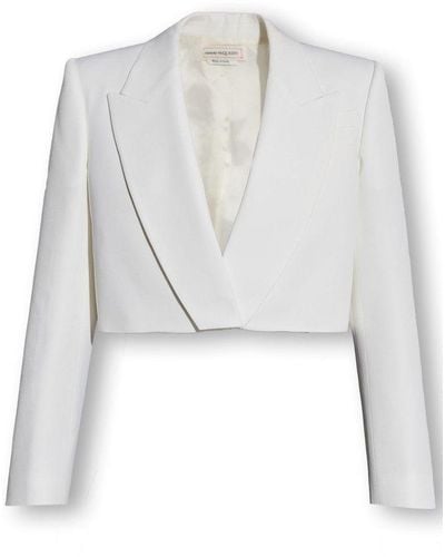 Alexander McQueen Cropped Blazer - White