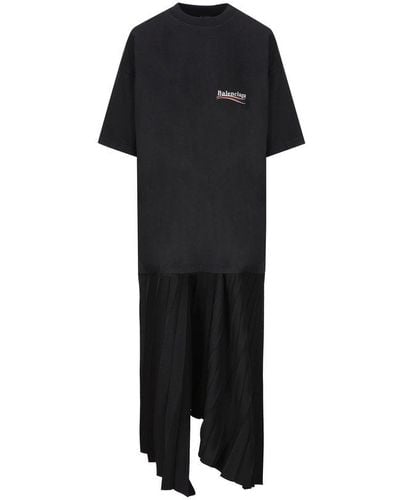 Balenciaga Cotton Political Campaign T-Shirt Dress - Black