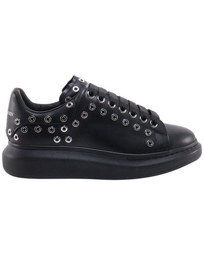 Alexander McQueen Leather Grommet Sneakers - Black