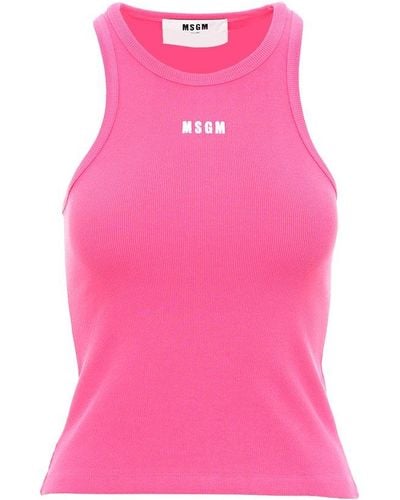 MSGM Logo Embroidery Tank Top - Pink