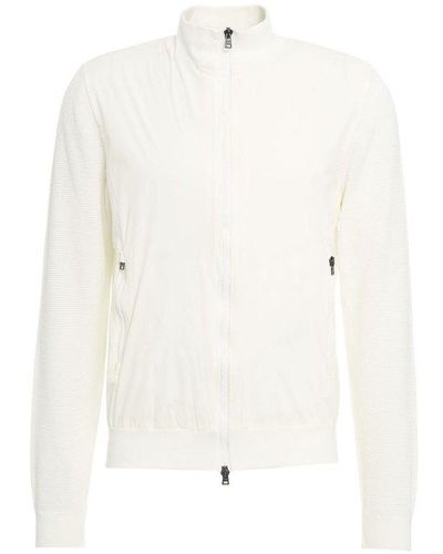 Herno Knitted-panel Zip-up Cardigan - White