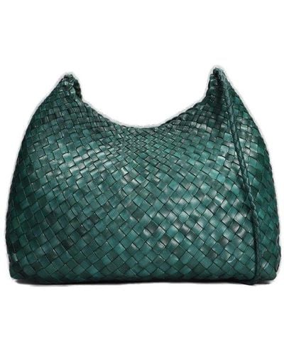 Dragon Diffusion Santa Rosa Handwoven Basket Shoulder Bag - Green