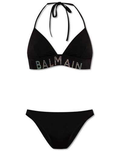 Balmain Bikini With Logo - Black