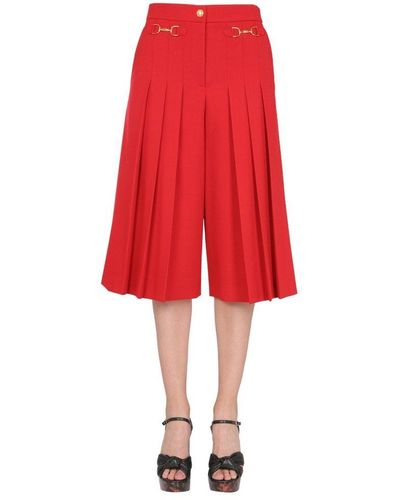 Boutique Moschino Gold Horsebit Stretch Divided Skirt - Red