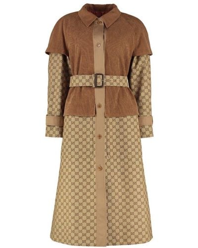 Gucci GG Fabric Trench Coat - Brown