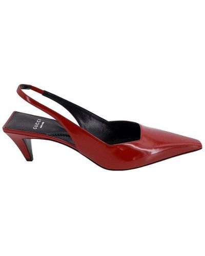 Gucci Pointed-toe Slingback Pumps - Red