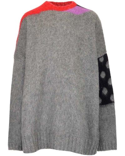 Raf Simons Oversized Crewneck Knitted Sweater - Grey