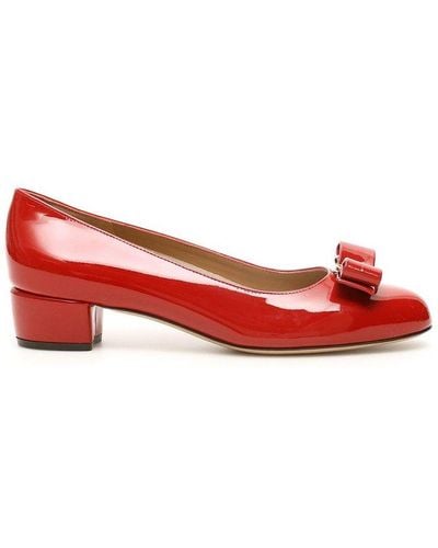 Ferragamo Vara Bow-detail Leather Pumps - Red