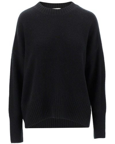 Allude V-neck Knitted Sweater - Black